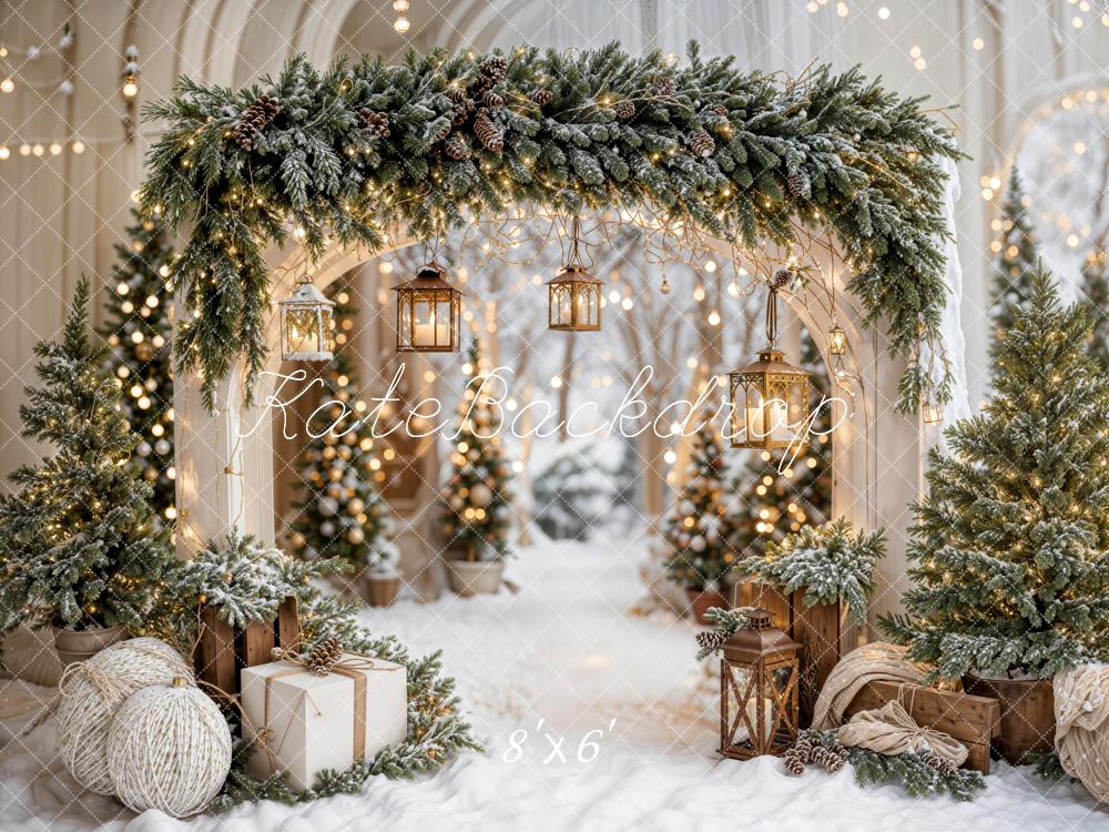 Kate Christmas Arch Garland Snow Trees Backdrop Designed by Emetselch - Image 25
