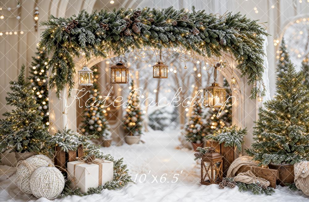 Kate Christmas Arch Garland Snow Trees Backdrop Designed by Emetselch - Image 26