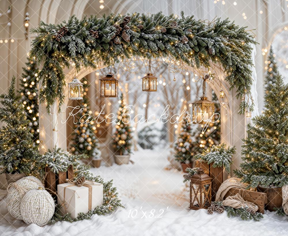 Kate Christmas Arch Garland Snow Trees Backdrop Designed by Emetselch - Image 27