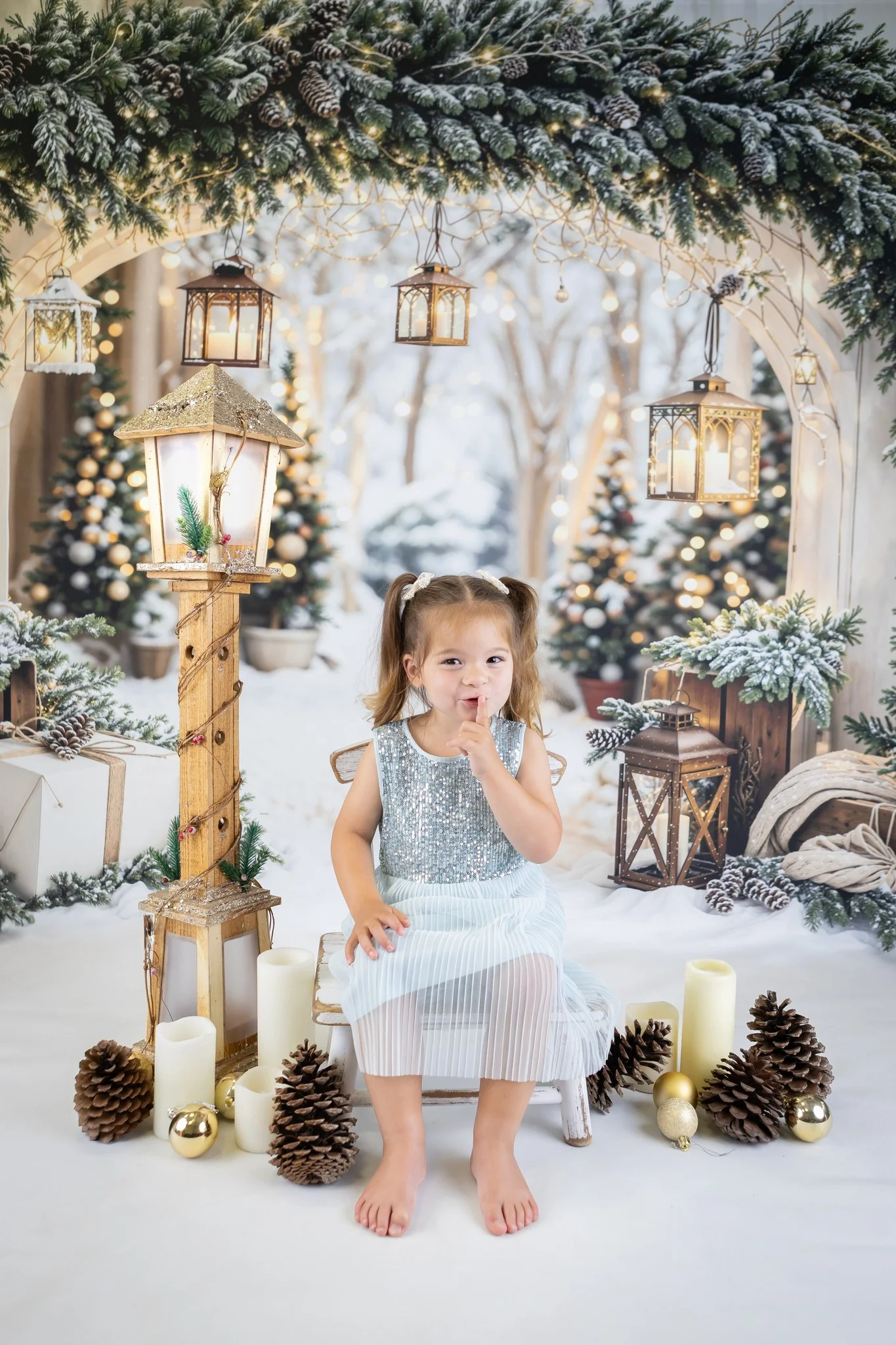 Kate Christmas Arch Garland Snow Trees Backdrop Designed by Emetselch - Image 6
