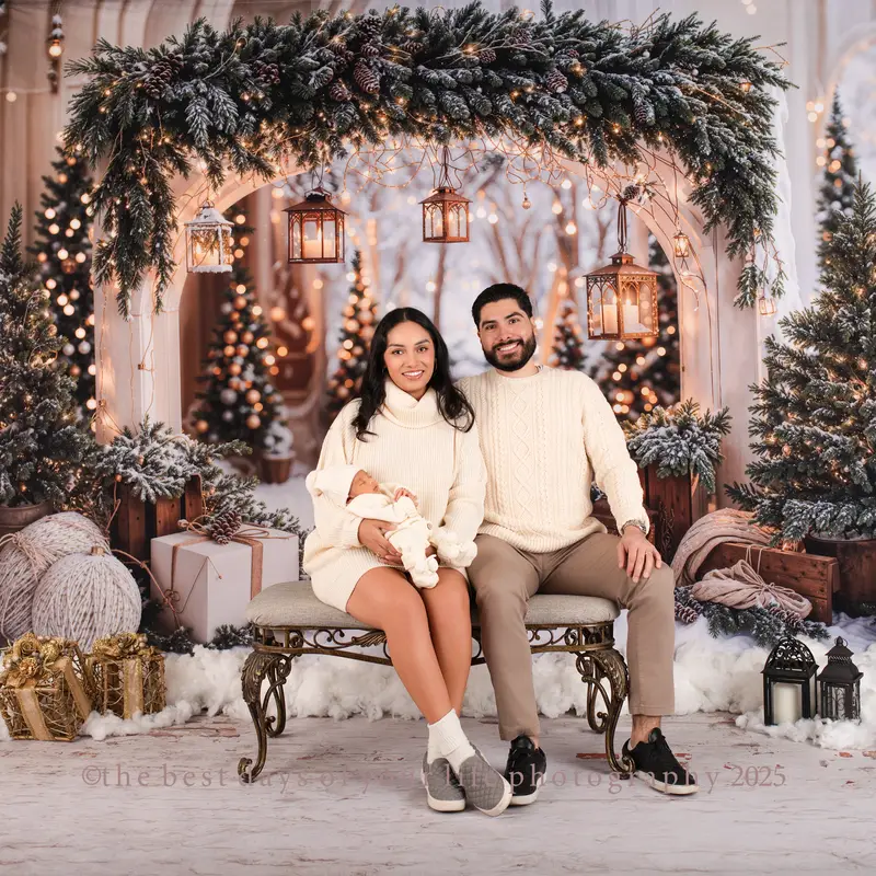 Kate Christmas Arch Garland Snow Trees Backdrop Designed by Emetselch - Image 8