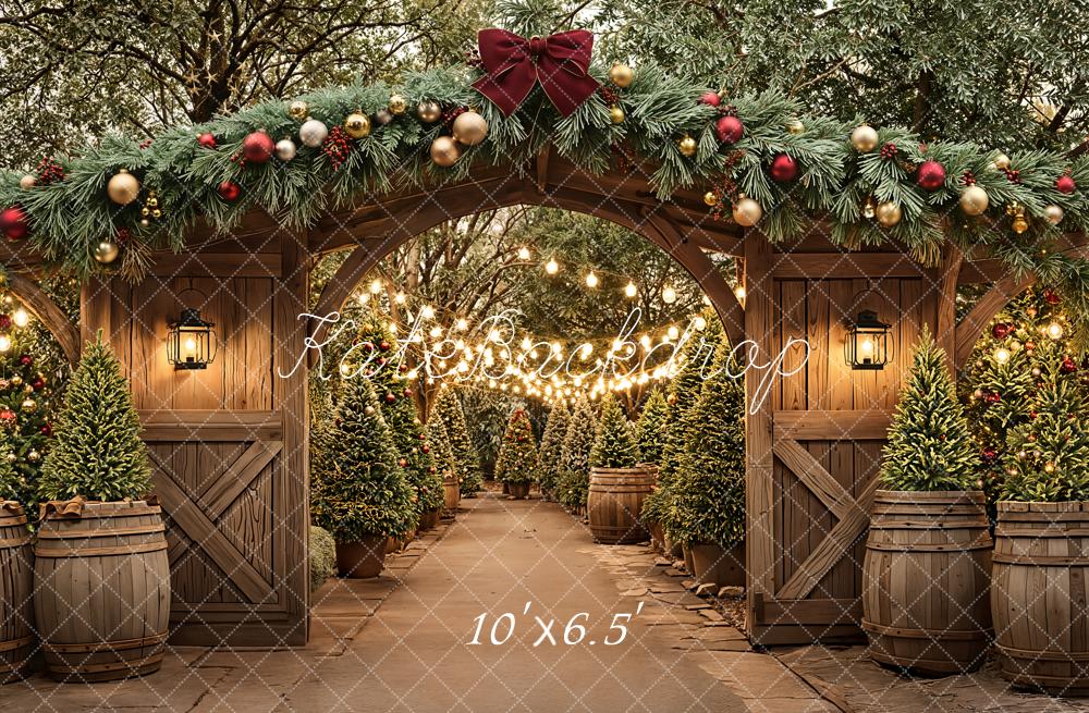 Kate Christmas Arch Garland Trees Fleece Backdrop Designed by Emetselch - Image 2