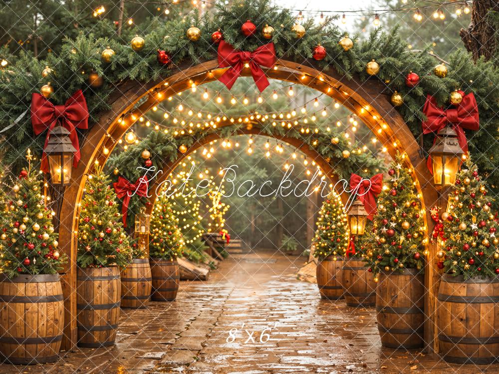 Kate Christmas Arch Garland Trees Lights Backdrop Designed by Emetselch - Image 3