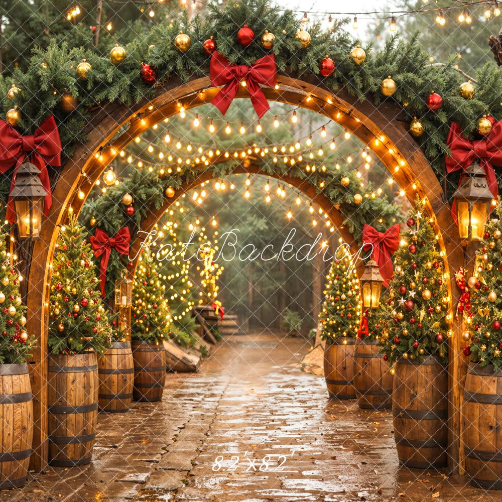 Kate Christmas Arch Garland Trees Lights Backdrop Designed by Emetselch - Image 5