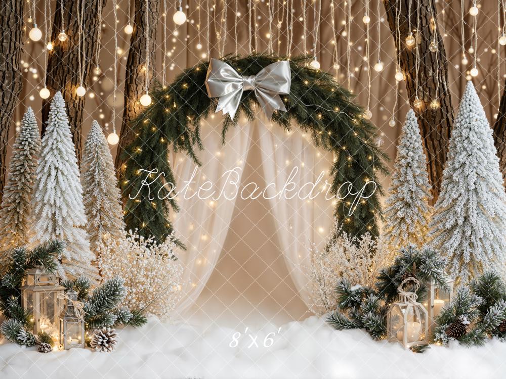 Kate Christmas Arch Snowy Trees Lanterns Backdrop Designed by Emetselch - Image 3