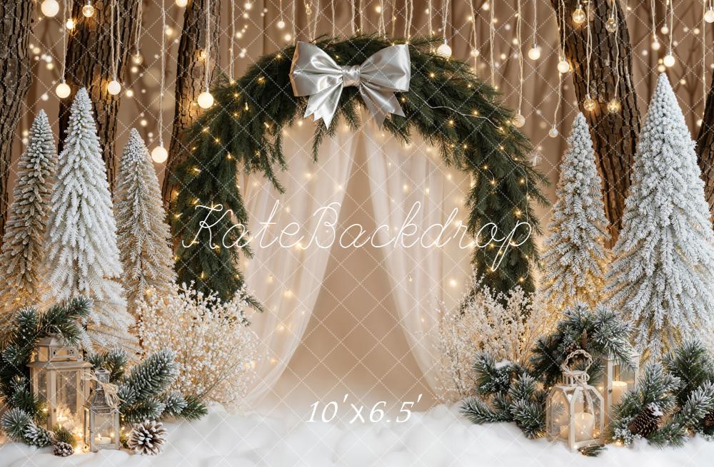 Kate Christmas Arch Snowy Trees Lanterns Backdrop Designed by Emetselch - Image 4