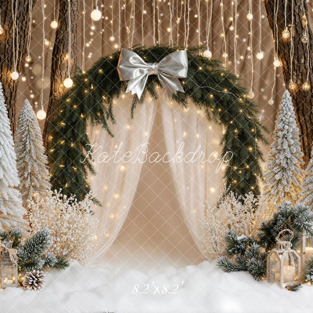 Kate Christmas Arch Snowy Trees Lanterns Backdrop Designed by Emetselch - Image 5