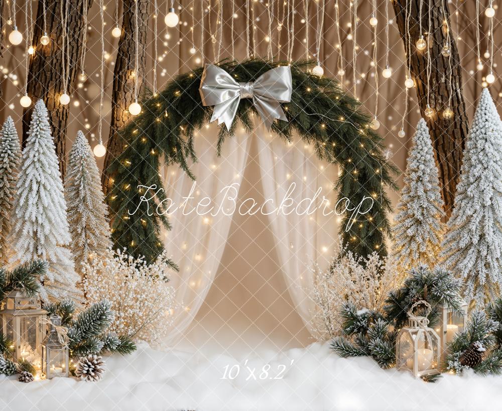 Kate Christmas Arch Snowy Trees Lanterns Backdrop Designed by Emetselch - Image 6