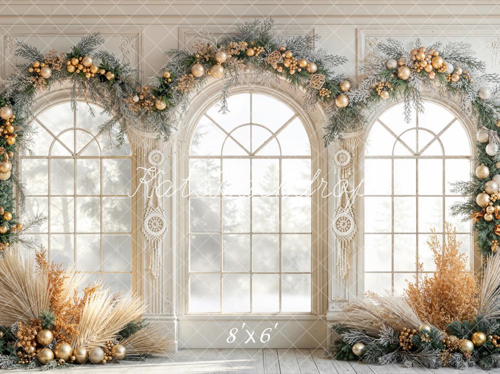 Kate Christmas Arched Windows Boho Garland Backdrop Designed by Emetselch - Image 3