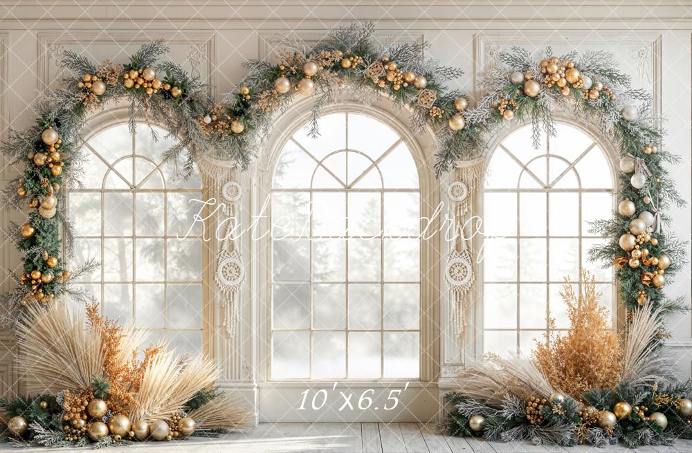 Kate Christmas Arched Windows Boho Garland Backdrop Designed by Emetselch - Image 4