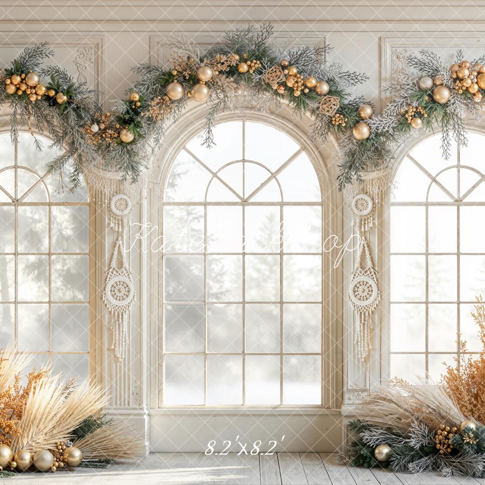 Kate Christmas Arched Windows Boho Garland Backdrop Designed by Emetselch - Image 5