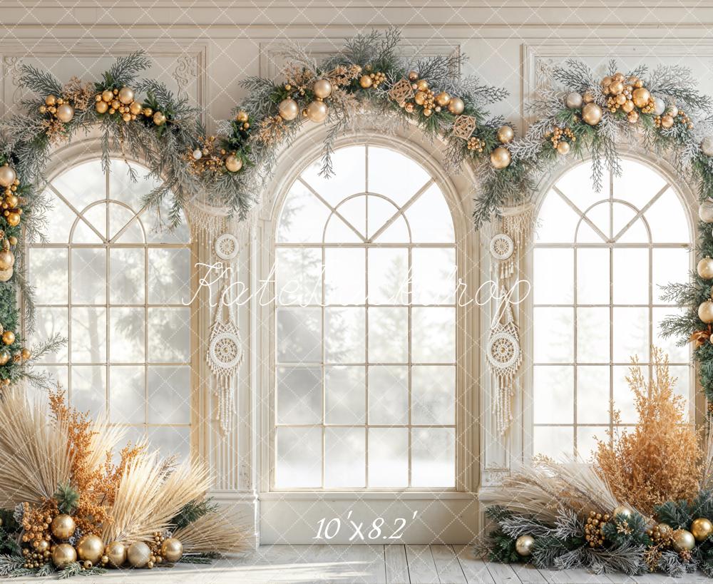 Kate Christmas Arched Windows Boho Garland Backdrop Designed by Emetselch - Image 6