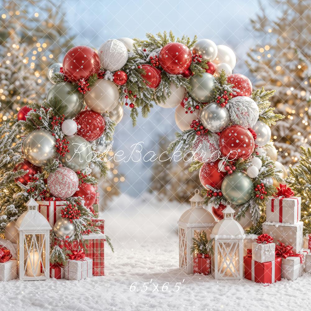 Kate Christmas Balloon Arch Snow Gifts Backdrop Designed by Emetselch - Image 2