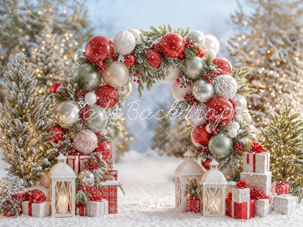 Kate Christmas Balloon Arch Snow Gifts Backdrop Designed by Emetselch - Image 3