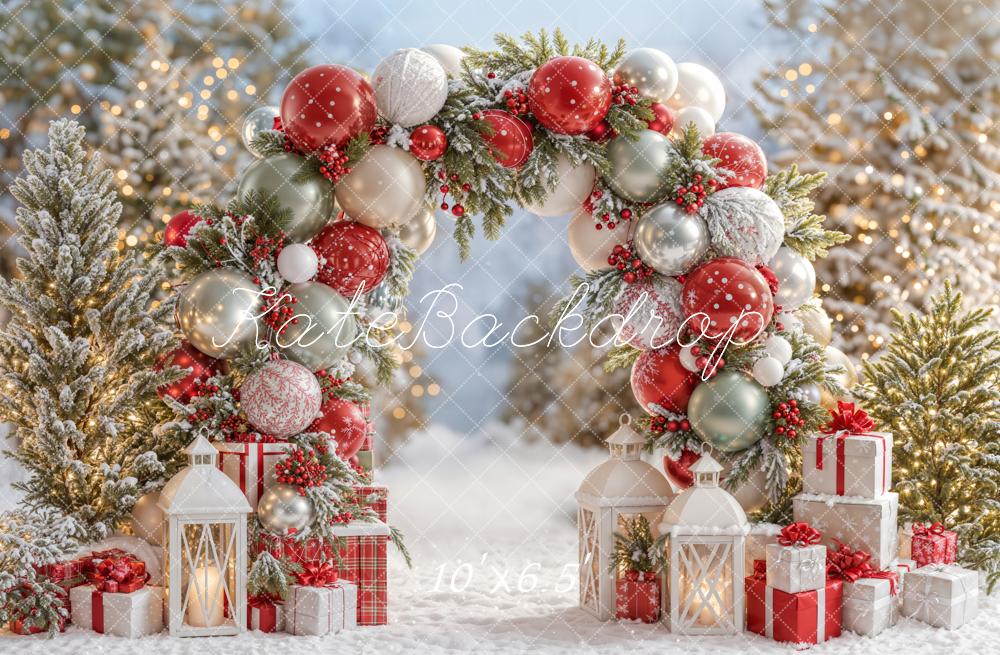 Kate Christmas Balloon Arch Snow Gifts Backdrop Designed by Emetselch - Image 4