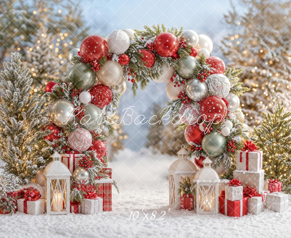 Kate Christmas Balloon Arch Snow Gifts Backdrop Designed by Emetselch - Image 5