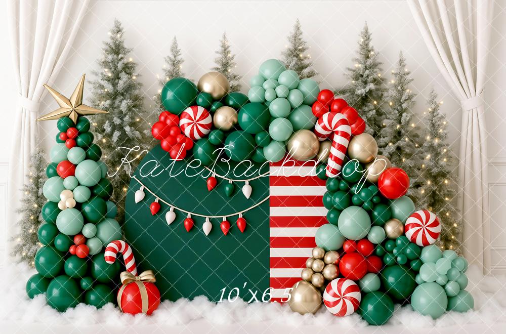 Kate Christmas Balloon Candy Cane Trees Backdrop Designed by Mini MakeBelieve - Image 4