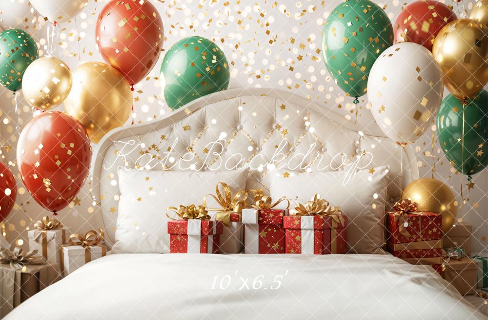 Kate Christmas Balloons Presents Bed Fleece Backdrop Designed by Emetselch - Image 2
