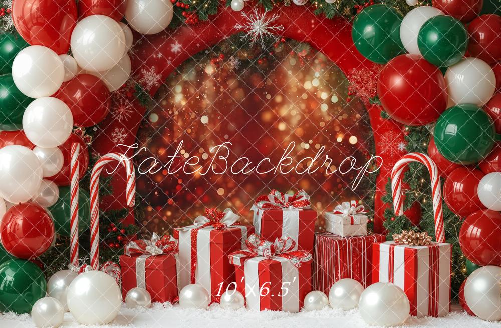 Kate Christmas Balloons Presents Bokeh Fleece Backdrop Designed by Emetselch - Image 2