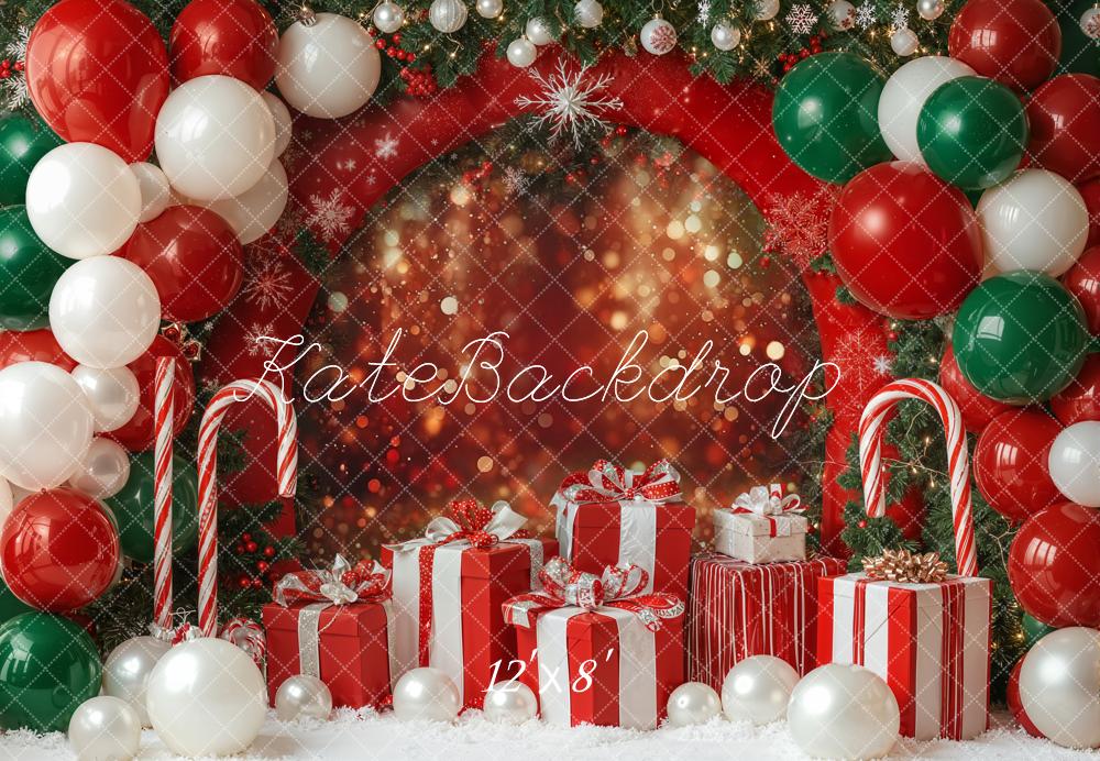 Kate Christmas Balloons Presents Bokeh Fleece Backdrop Designed by Emetselch - Image 4