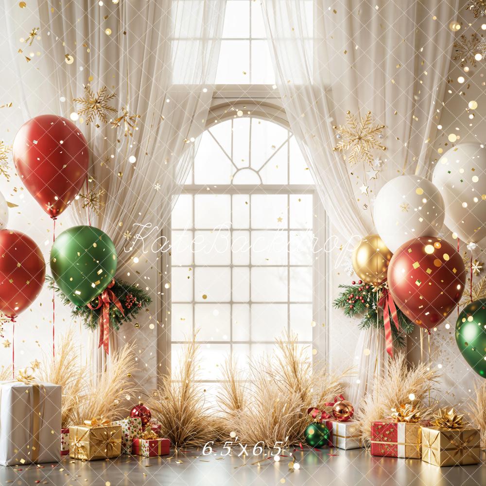 Kate Christmas Balloons Presents Window Backdrop Designed by Emetselch - Image 2