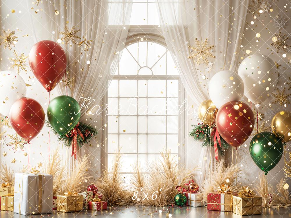 Kate Christmas Balloons Presents Window Backdrop Designed by Emetselch - Image 3