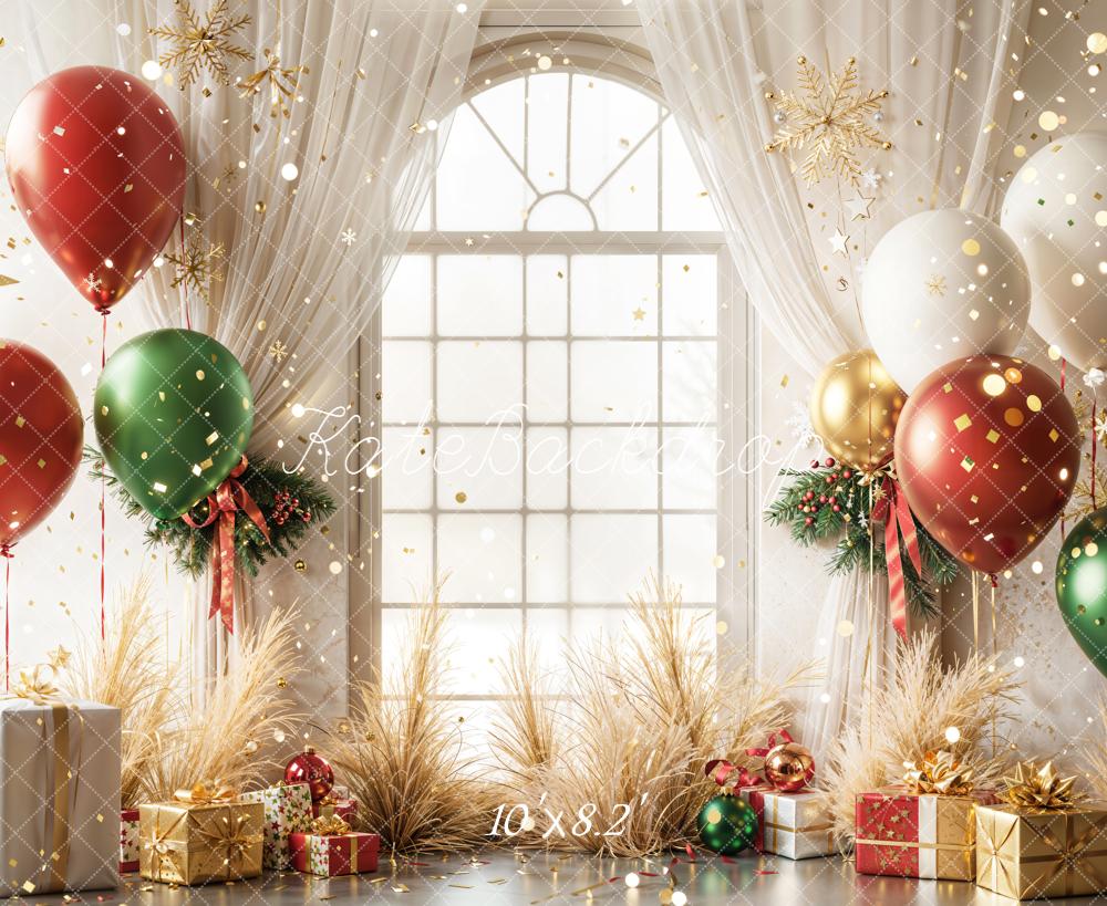 Kate Christmas Balloons Presents Window Backdrop Designed by Emetselch - Image 6