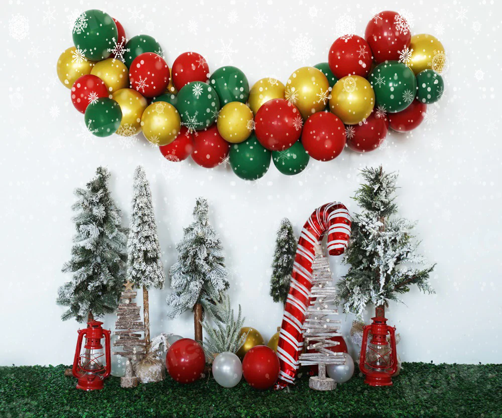 Kate Christmas Balloons Xmas Tree Backdrop for Photography - Image 3