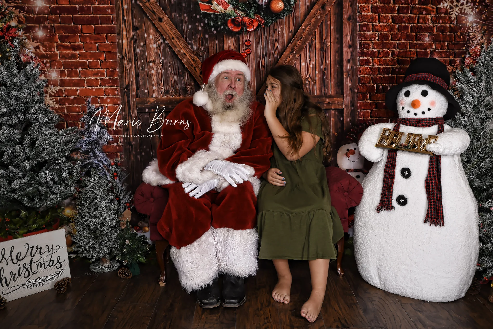 Kate Christmas Barn Door Brick Snowman Backdrop for Photography - Image 3