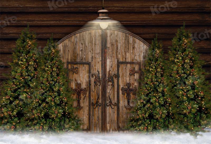 Kate Christmas Barn Door Trees Backdrop for Photography - Image 2