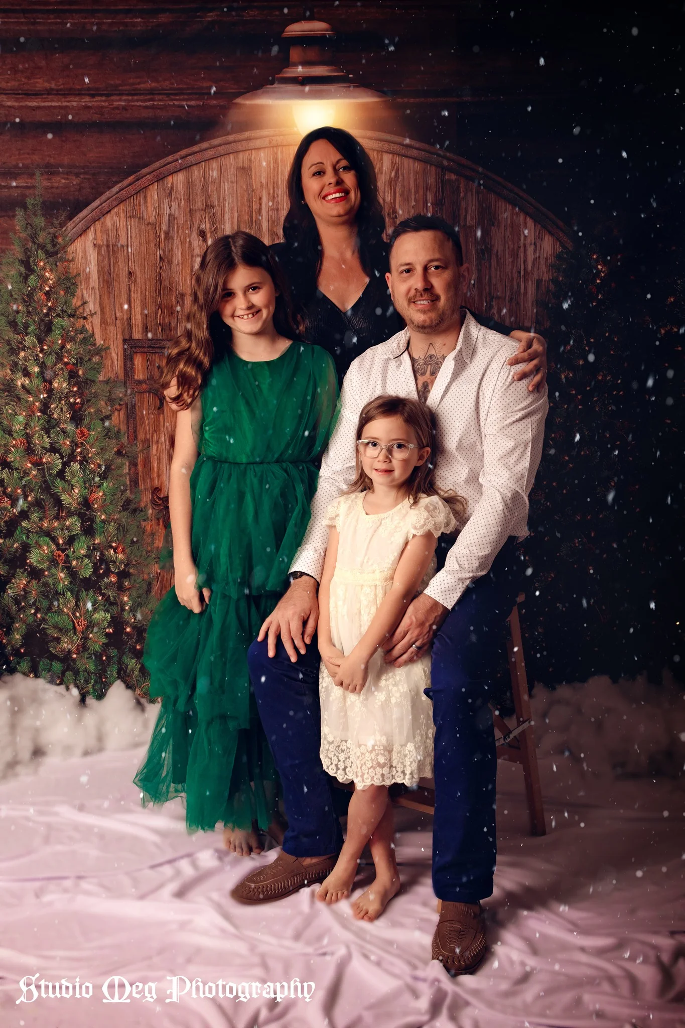 Kate Christmas Barn Door Trees Backdrop for Photography - Image 3