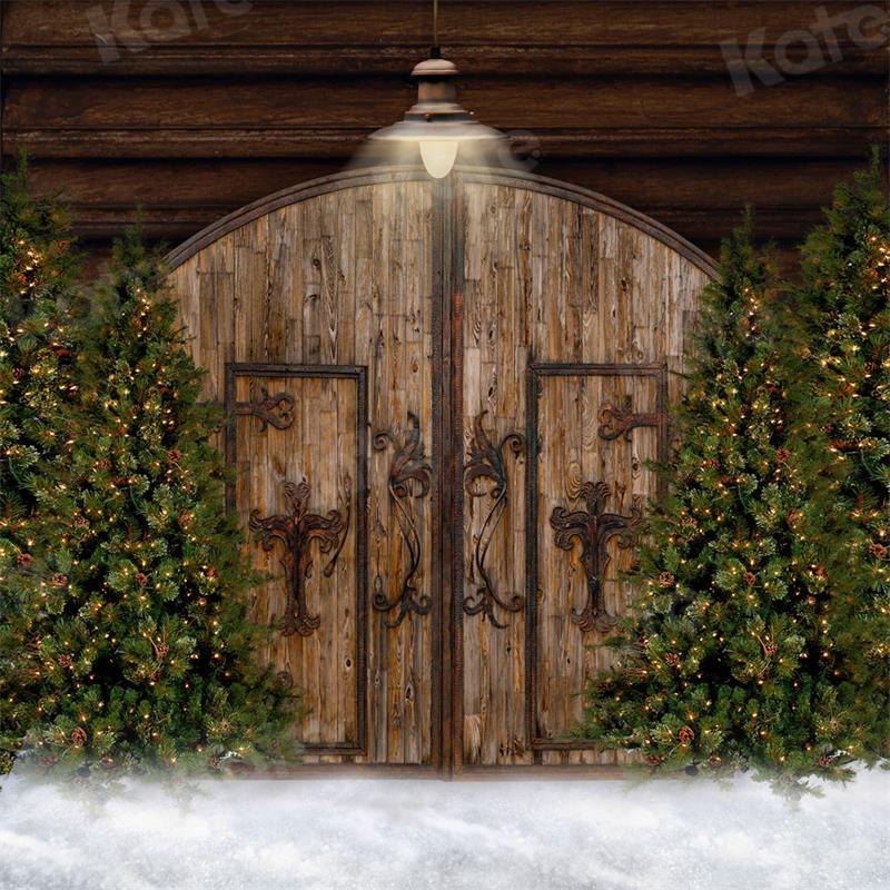 Kate Christmas Barn Door Trees Backdrop for Photography - Image 4