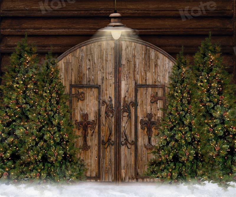 Kate Christmas Barn Door Trees Backdrop for Photography - Image 5