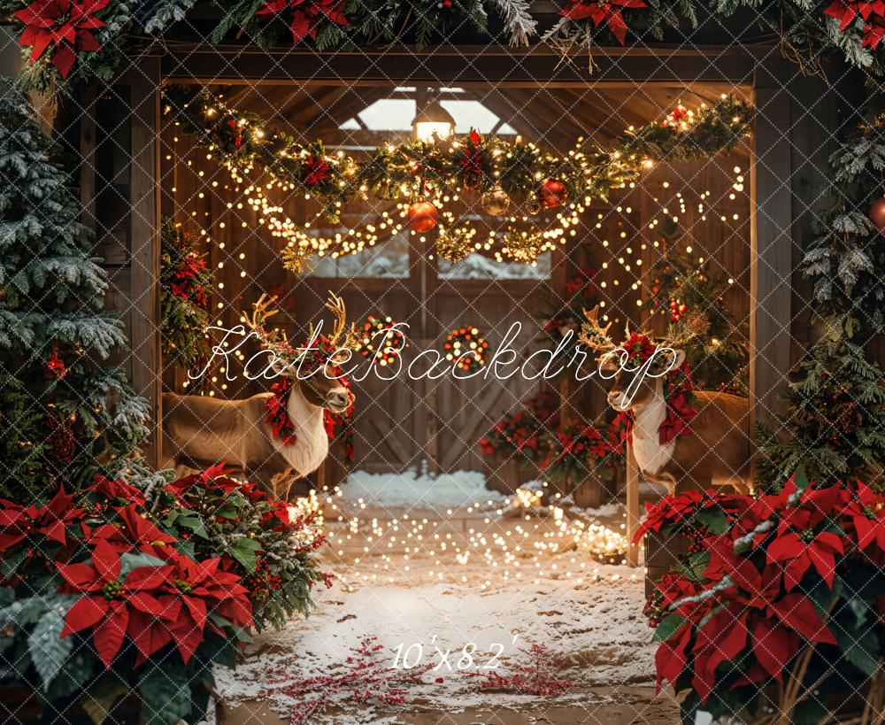 Kate Christmas Barn Elk Lights Backdrop Designed by Emetselch - Image 5