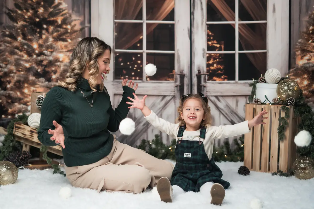 Kate Christmas Barn Lights Tree Fleece Backdrop Designed by Emetselch - Image 5