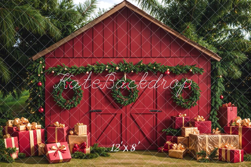 Kate Christmas Barn With Gifts Boxes Backdrop Designed by Emetselch - Image 7