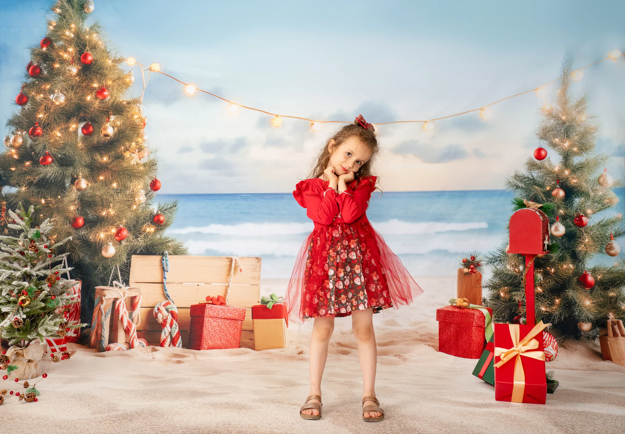 Kate Christmas Beach Sea Backdrop Designed by Chain Photography - Image 3