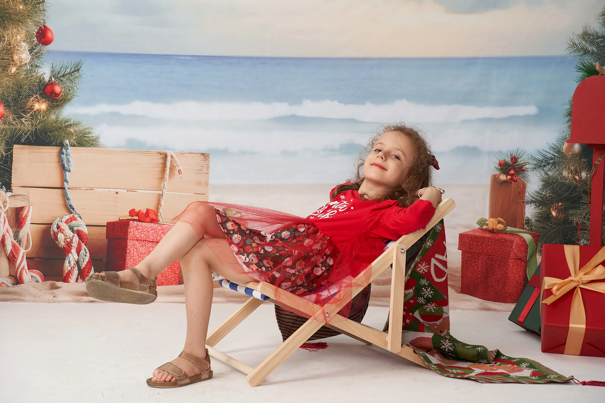 Kate Christmas Beach Sea Backdrop Designed by Chain Photography - Image 4