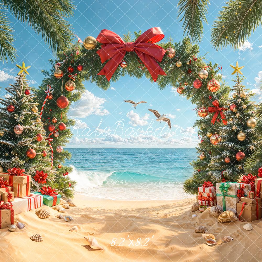 Kate Christmas Beach Arch Tree Presents Backdrop Designed by Emetselch - Image 5