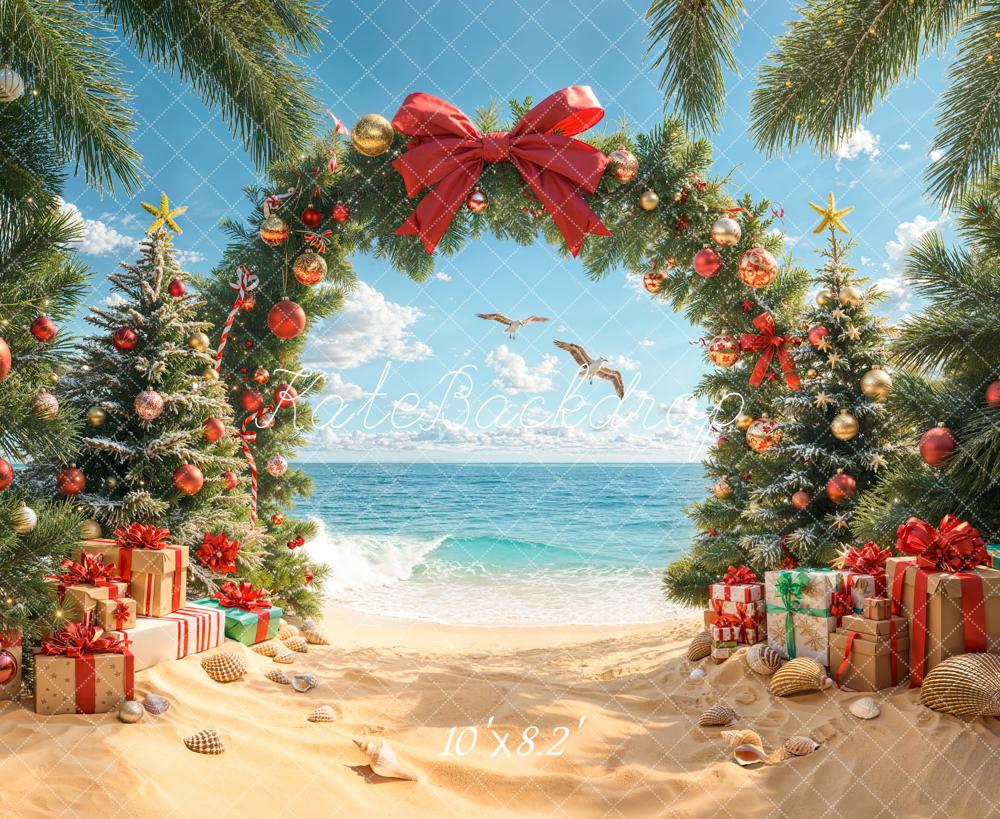 Kate Christmas Beach Arch Tree Presents Backdrop Designed by Emetselch - Image 6
