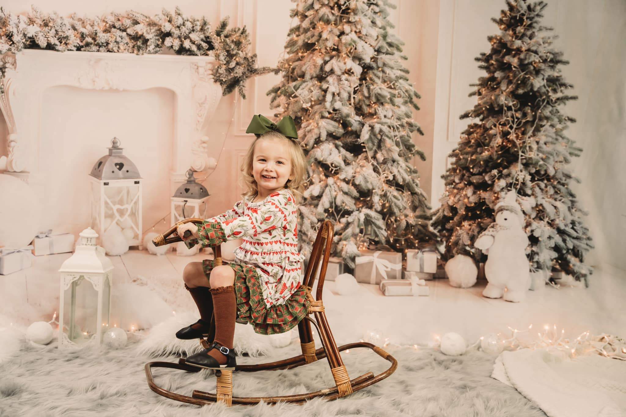 Kate Christmas Trees Bear White Backdrop for Photography - Image 5