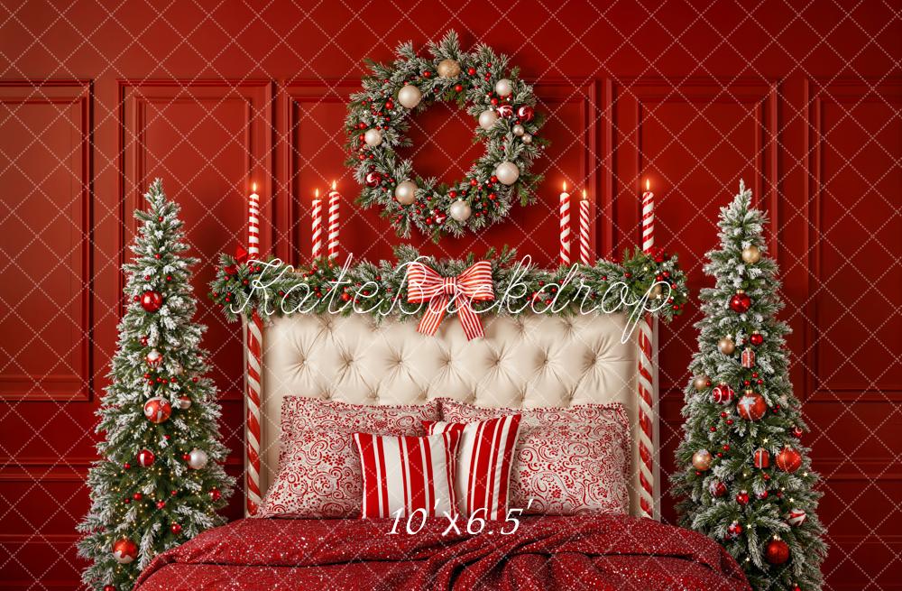 Kate Christmas Headboard Candy Cane Red Backdrop Designed by Emetselch - Image 4