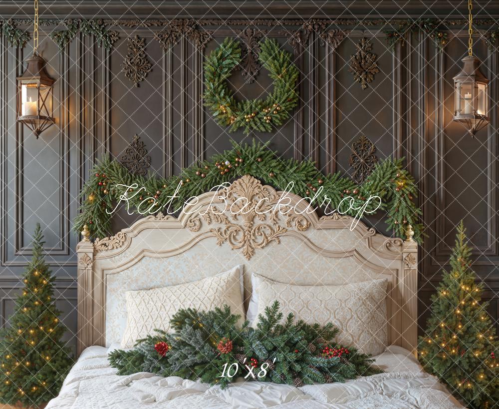 Kate Christmas Bed Wreath Fleece Backdrop Designed by Emetselch - Image 3