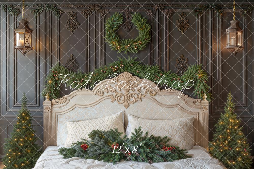 Kate Christmas Bed Wreath Fleece Backdrop Designed by Emetselch - Image 4