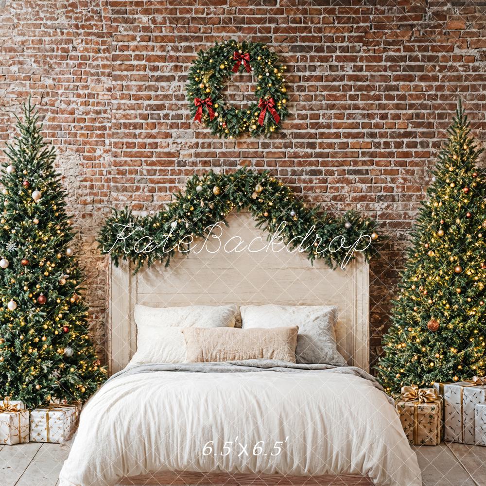 Kate Christmas Headboard Bedroom Brick Wall Backdrop Designed by Emetselch - Image 2
