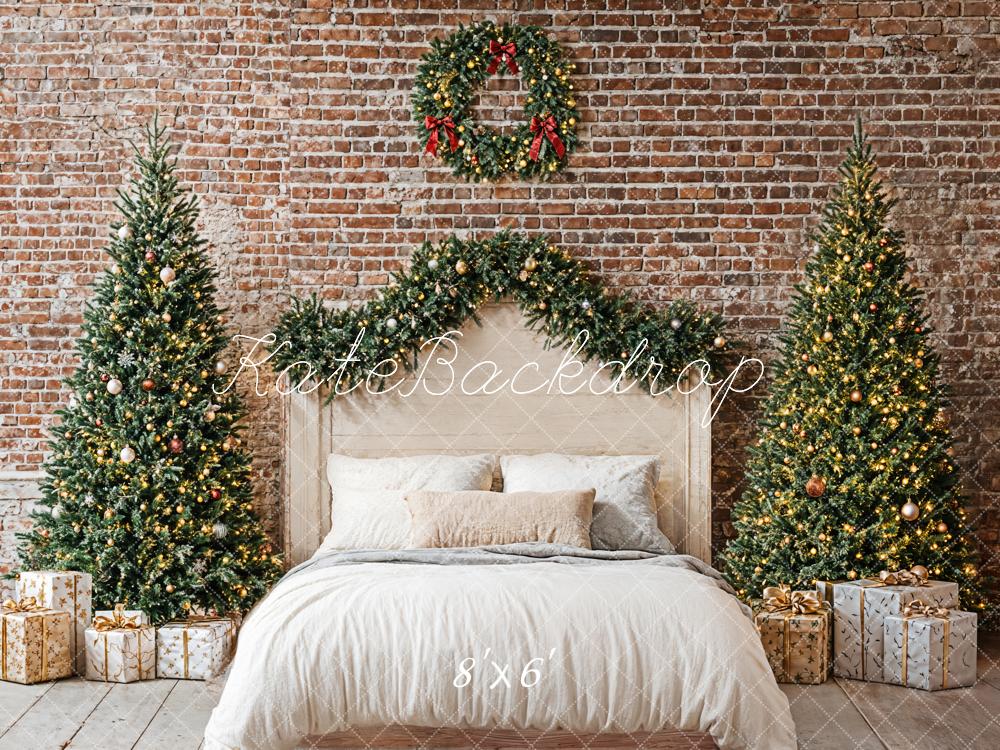 Kate Christmas Headboard Bedroom Brick Wall Backdrop Designed by Emetselch - Image 3