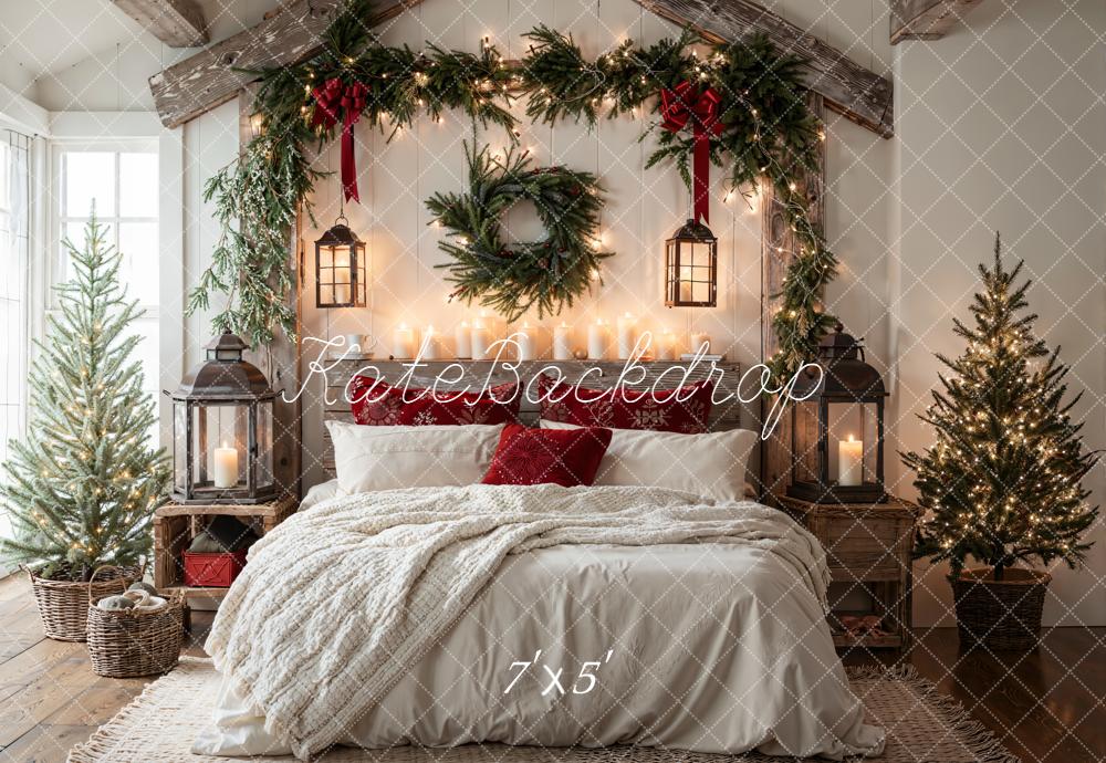 Kate Christmas Bedroom Garland Wreath Lanterns Backdrop Designed by Emetselch