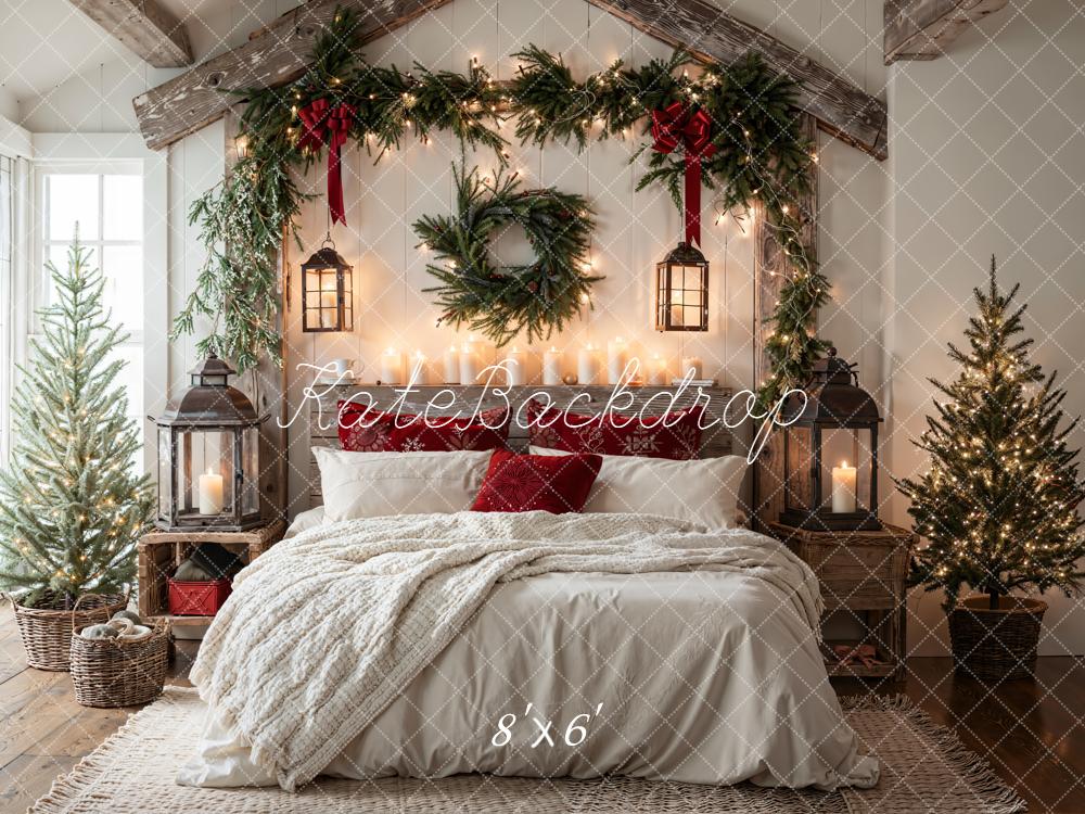 Kate Christmas Bedroom Garland Wreath Lanterns Backdrop Designed by Emetselch - Image 3