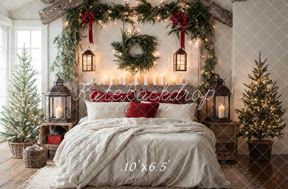 Kate Christmas Bedroom Garland Wreath Lanterns Backdrop Designed by Emetselch - Image 4