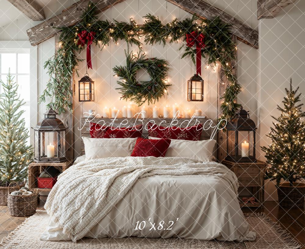 Kate Christmas Bedroom Garland Wreath Lanterns Backdrop Designed by Emetselch - Image 6